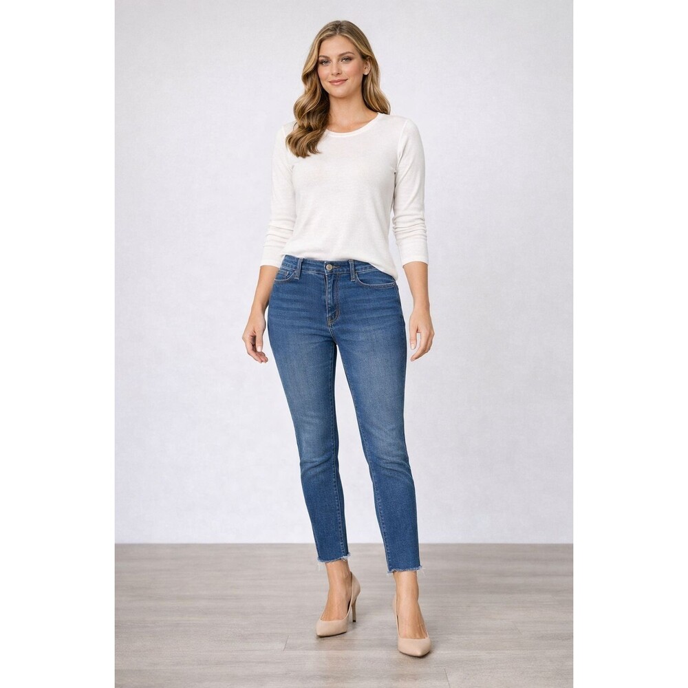MOTHER Cry of‎ the Peacock Jeans Women 26 Blue Raw Hem Made in USA #1045-118